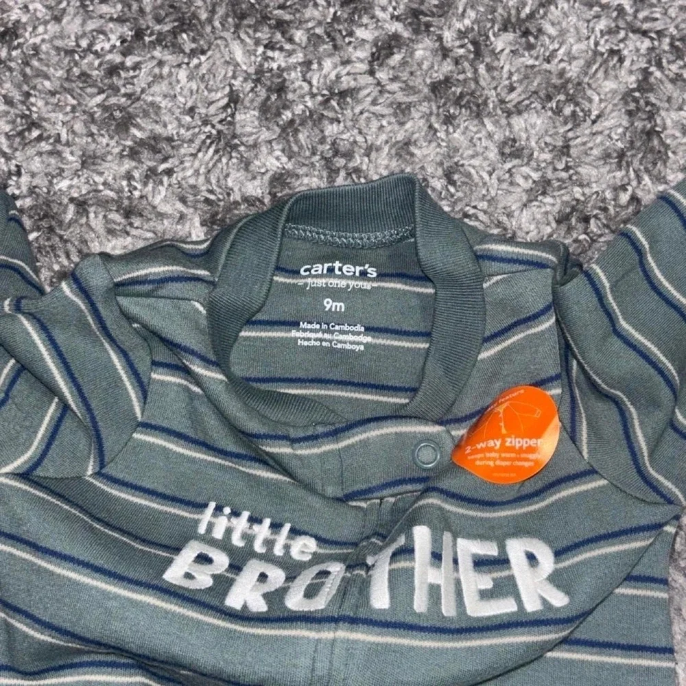 Carter's Green  Baby Boys 9M Brand New Infant Sleepwear Little Brother